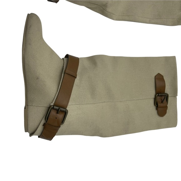 ALDO| NWOT Tan Burlap/Linen hidden wedge,wide calf, with camel belt detail SZ 37 - Picture 10 of 16